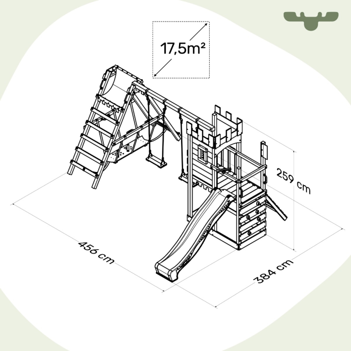 FATMOOSE Aire De Jeux Portique Bois CrazyCoconut Avec Toboggan Vert Sauge Échafaudage Grimpant