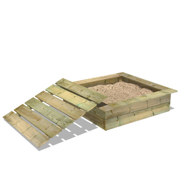 Bac à sable en bois avec couvercle - 120 x 120 cm - 180 litres